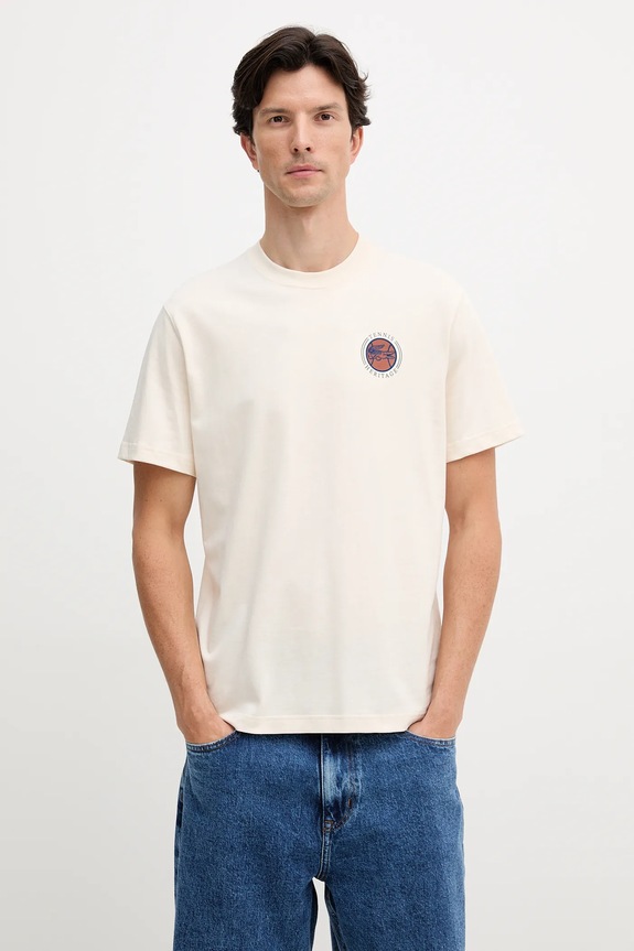 Oblečenie Bavlnené tričko Lacoste TH5903 béžová