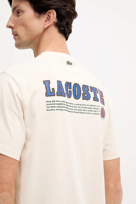 Bavlnené tričko Lacoste TH5903 béžová