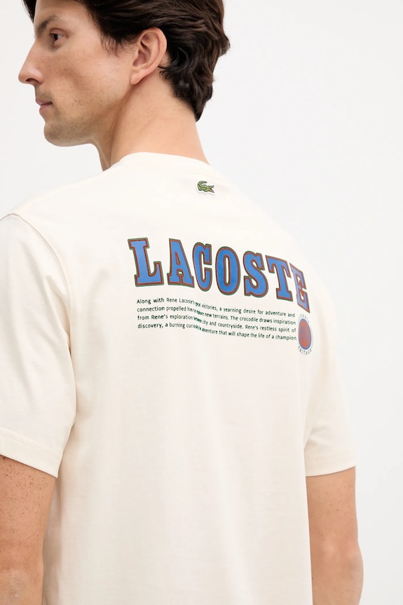 Bavlnené tričko Lacoste TH5903 béžová