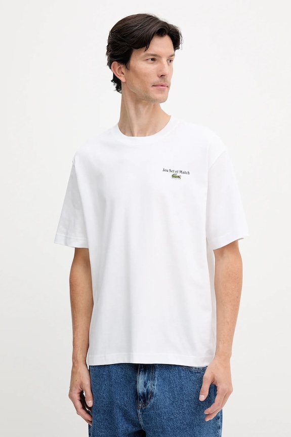 Îmbrăcăminte Lacoste tricou din bumbac TH5950 alb