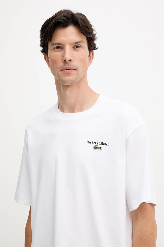 Lacoste tricou din bumbac alb TH5950