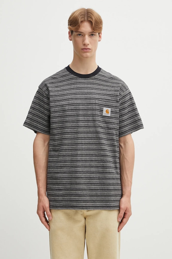 Bavlněné tričko Carhartt WIP S/S Gellar Pocket relaxed šedá I035141.30HXX