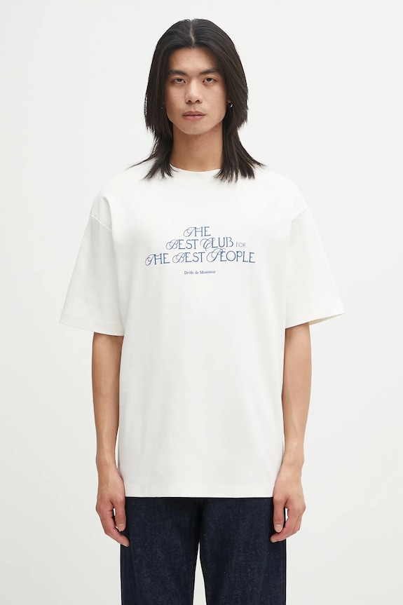 Drôle de Monsieur Le T-shirt "The Best Club" tričko bavlnené pánske regular béžová I.TS273.CO002