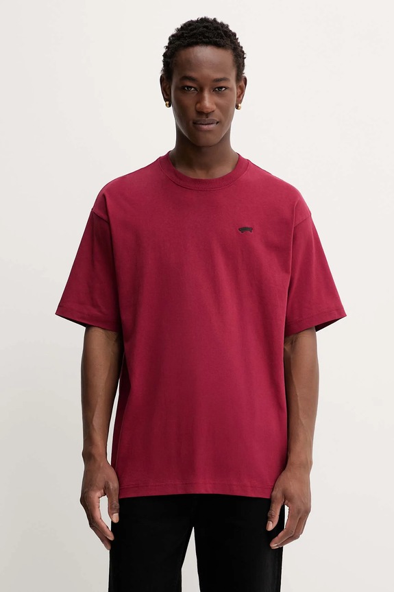 Bavlnené tričko Vans relaxed burgundské VN000P56BRD1