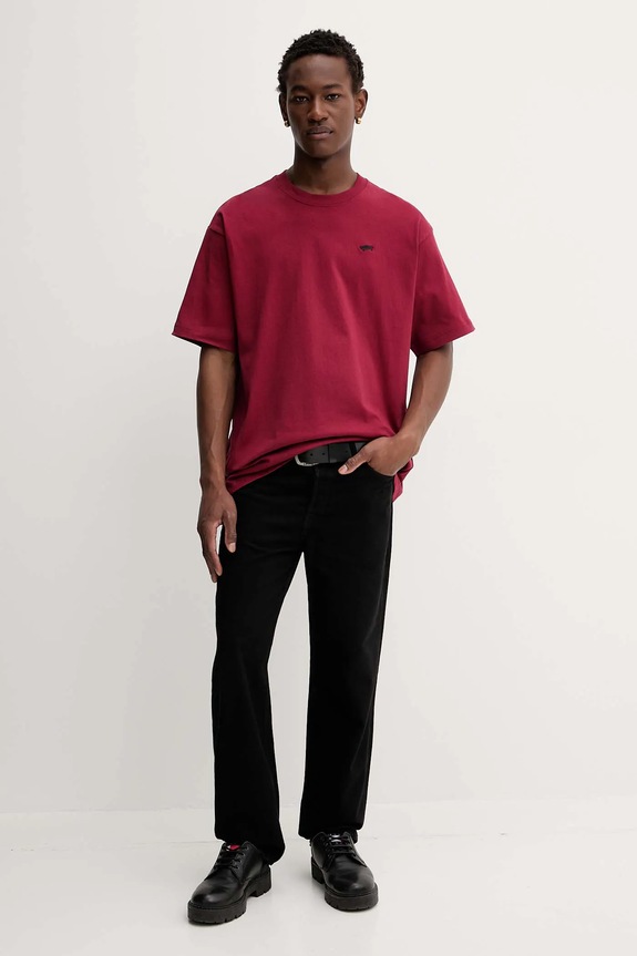 Bavlnené tričko Vans VN000P56BRD1 burgundské AW25