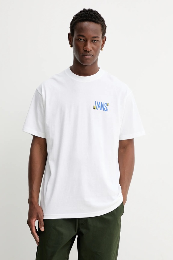 Bavlnené tričko Vans relaxed biela VN000PBRWHT1