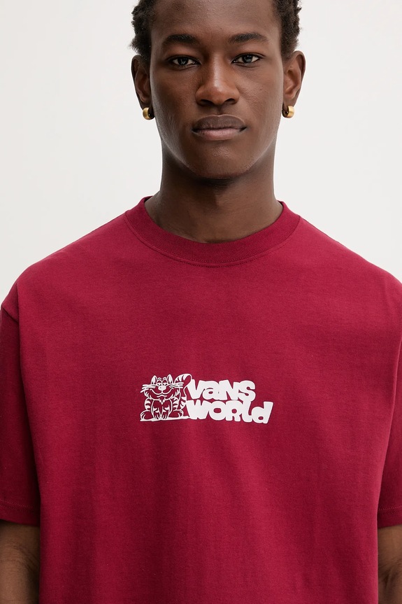 Bavlnené tričko Vans burgundské VN000PBSBRD1