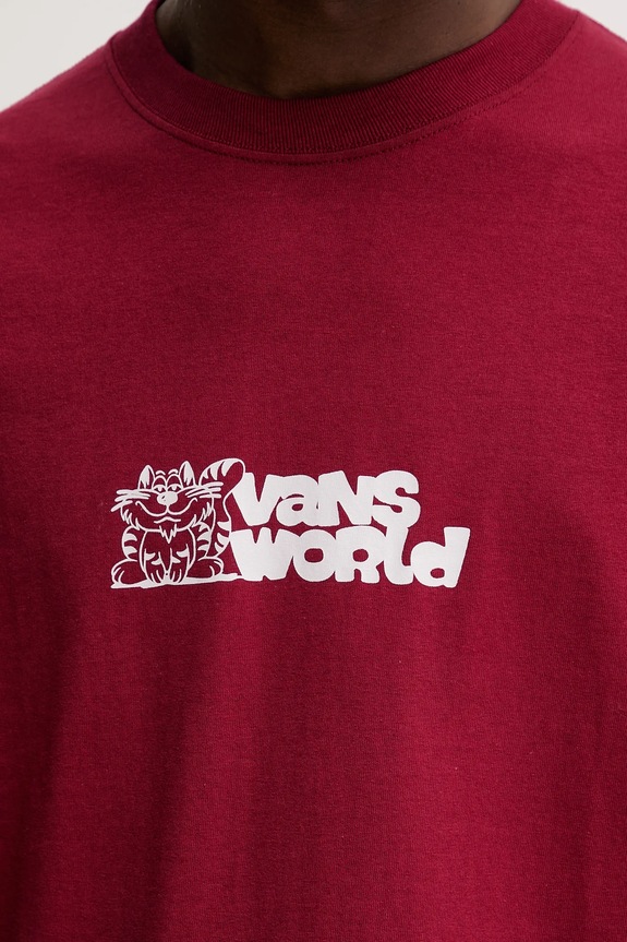 Bavlnené tričko Vans VN000PBSBRD1 burgundské