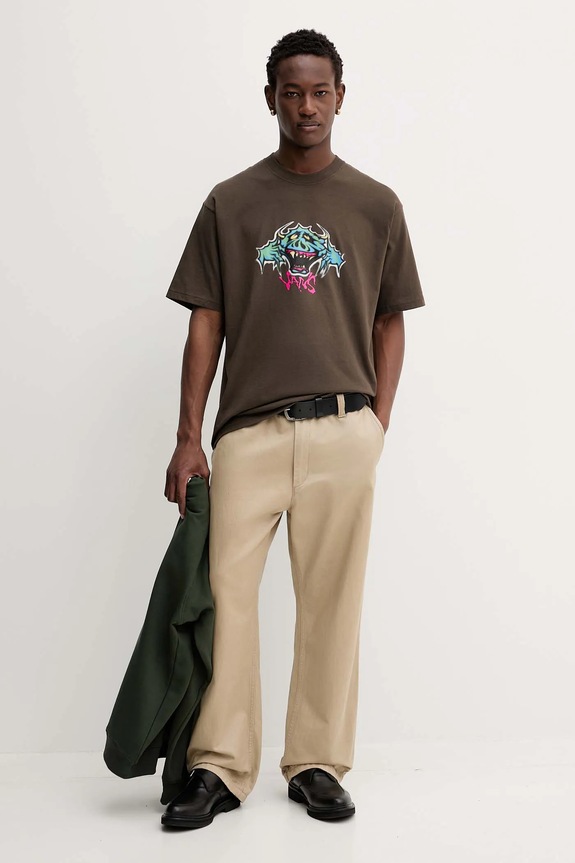 Βαμβακερό μπλουζάκι Vans VN000PDYEMP1 καφέ AW25