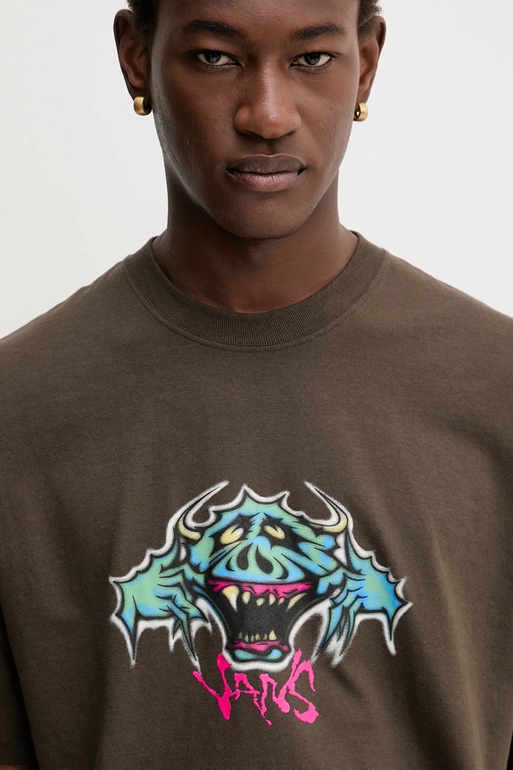 Βαμβακερό μπλουζάκι Vans καφέ VN000PDYEMP1