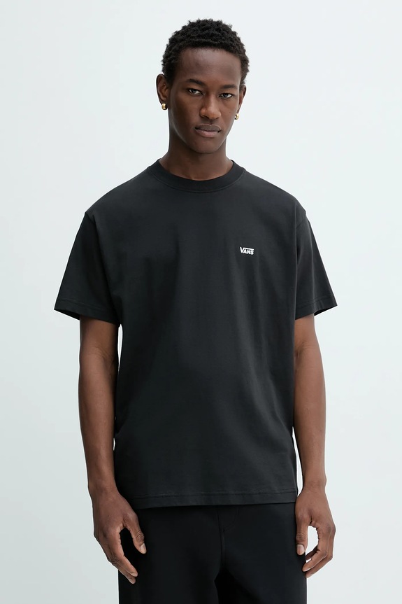 Bavlnené tričko Vans jednofarebný čierna VN000R9XBLK1