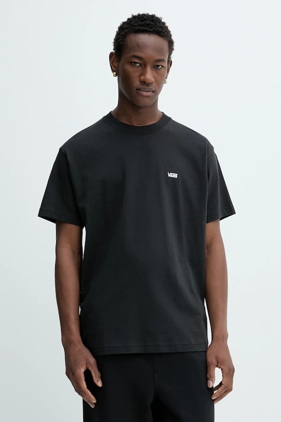 Bavlnené tričko Vans jednofarebný čierna VN000R9XBLK1
