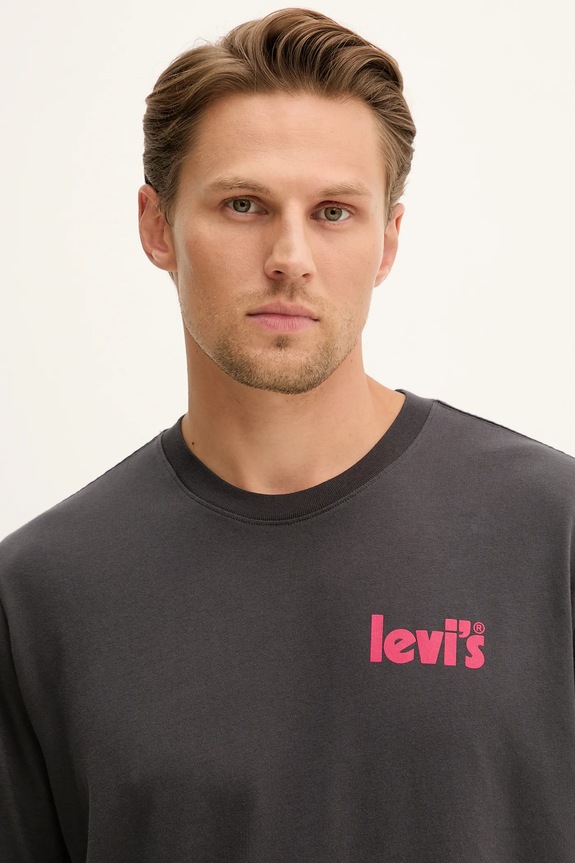 Βαμβακερό μπλουζάκι Levi's γκρί A2082.0317