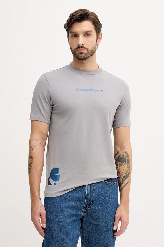 Majica kratkih rukava Karl Lagerfeld bez uzorka siva 554235.755403