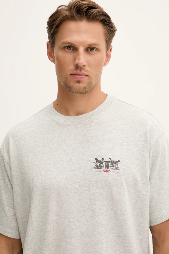 Βαμβακερό μπλουζάκι Levi's γκρί 87373.0256