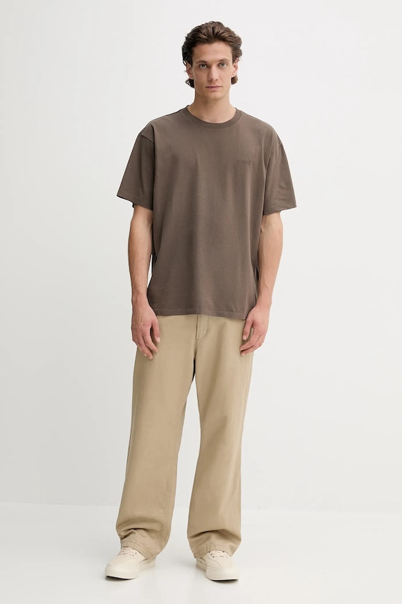 Βαμβακερό μπλουζάκι Levi's A0637.0175 καφέ AW25