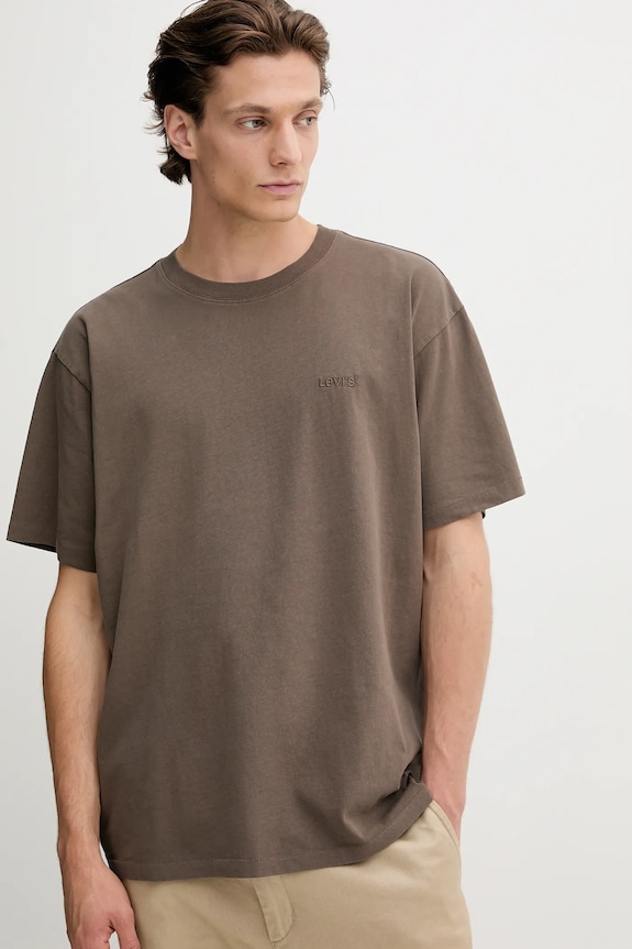 Βαμβακερό μπλουζάκι Levi's καφέ A0637.0175