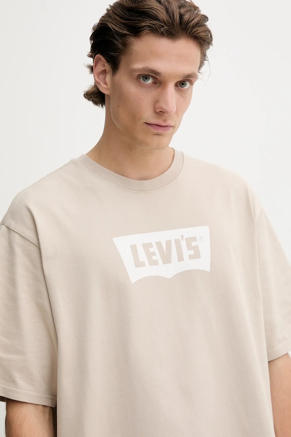 Βαμβακερό μπλουζάκι Levi's μπεζ A5805.0040