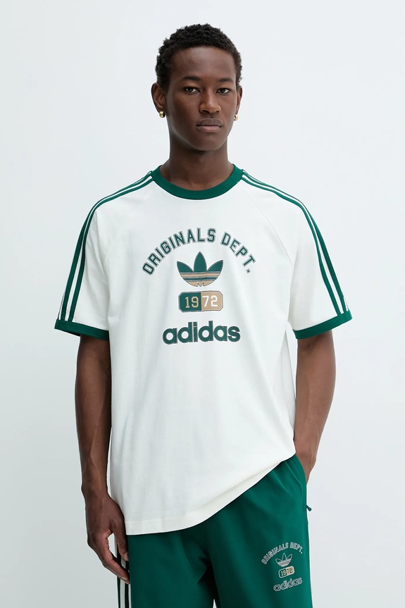adidas Originals tricou din bumbac OG Dept Tee imprimeu bej KD6266