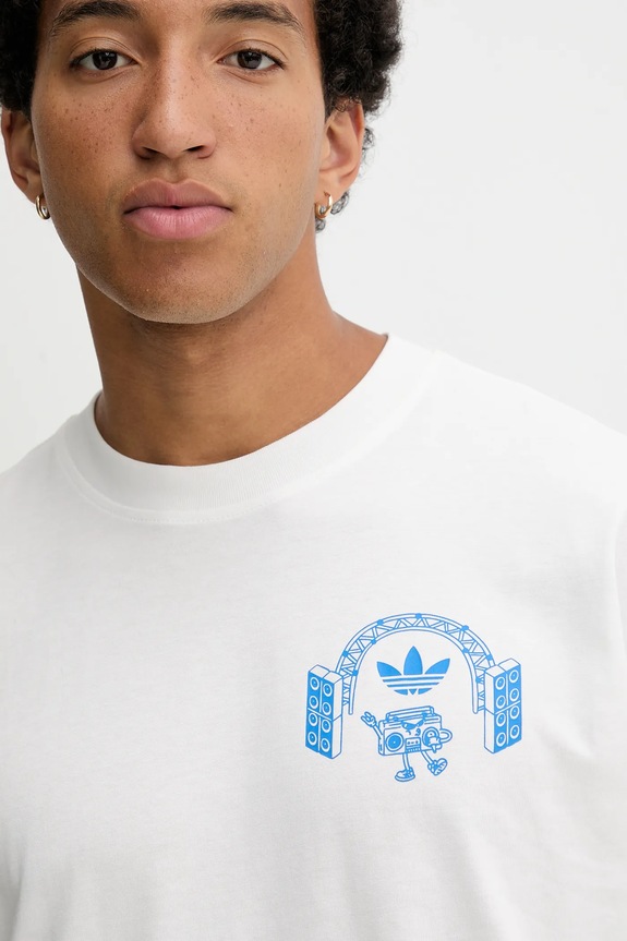adidas Originals tricou din bumbac Music Fests Tee alb KQ9955