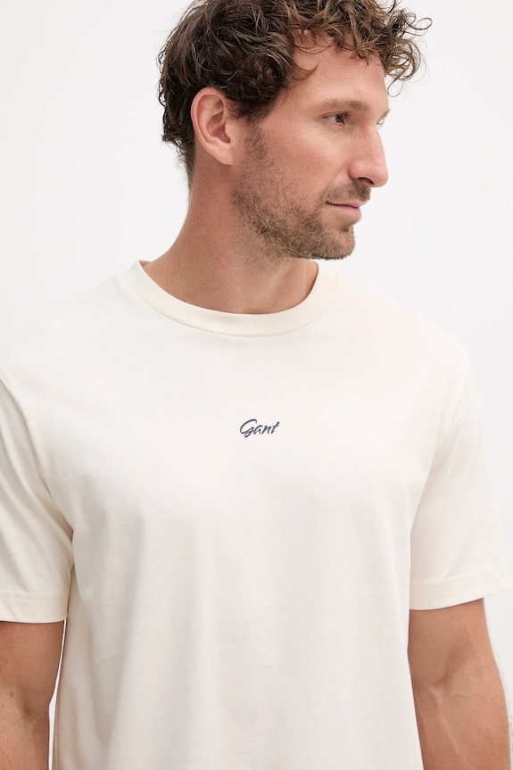 Gant t-shirt bawełniany beżowy 2003343