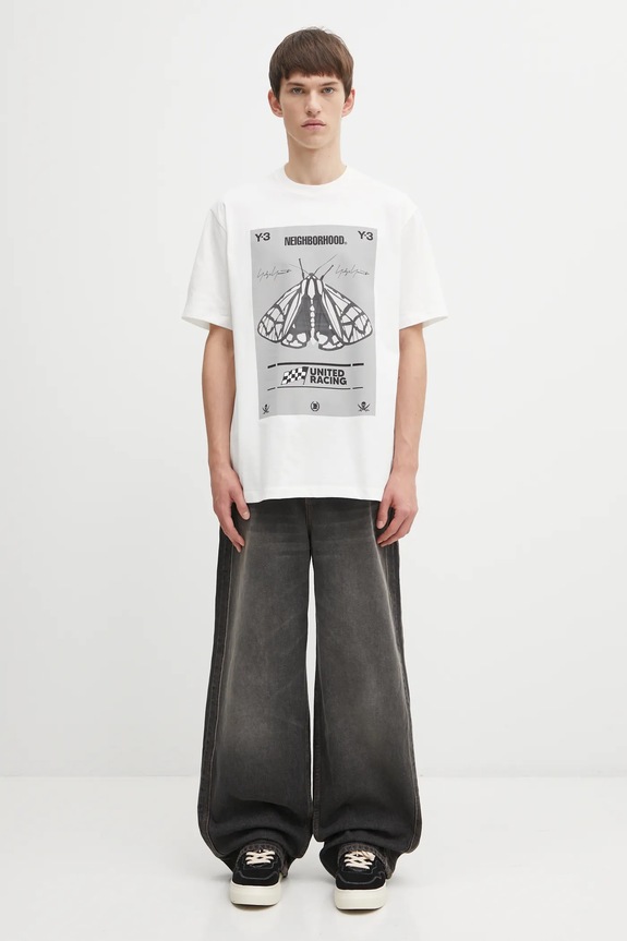 Хлопковая футболка Y-3 x Neighborhood Graphic JX7437 белый