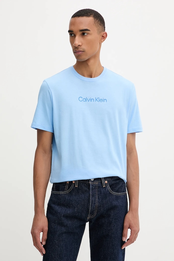 Bavlnené tričko Calvin Klein potlač modrá LV04LD230G