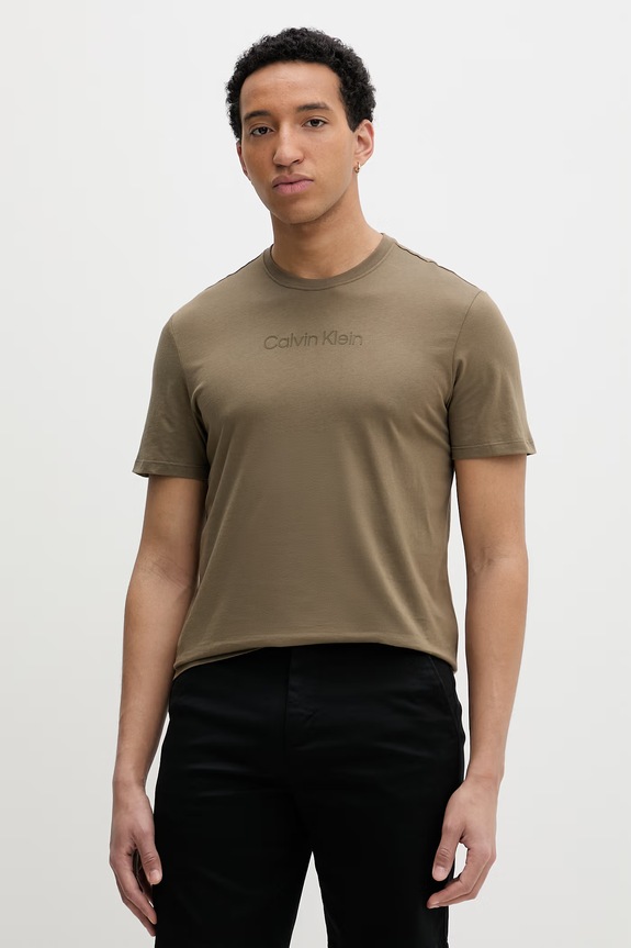 Calvin Klein maglietta basic da uomo in cotone verde LV04LD230G