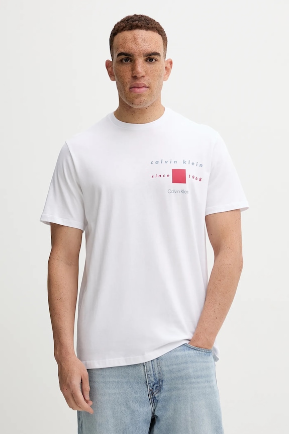 Calvin Klein t-shirt bawełniany nadruk biały LV04RD817G
