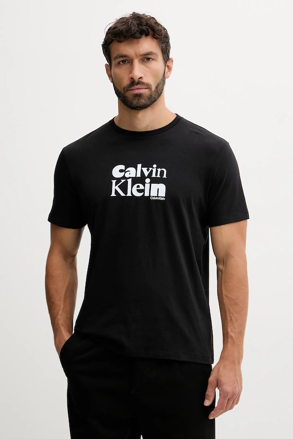Bavlněné tričko Calvin Klein potisk černá LV04RD820G