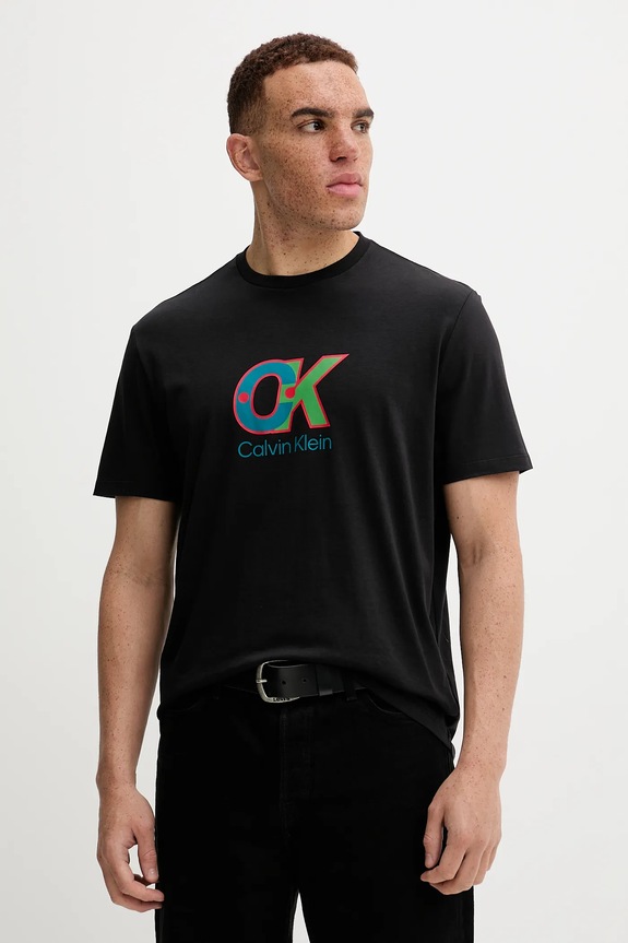 Calvin Klein tricou din bumbac print negru LV04RD821G