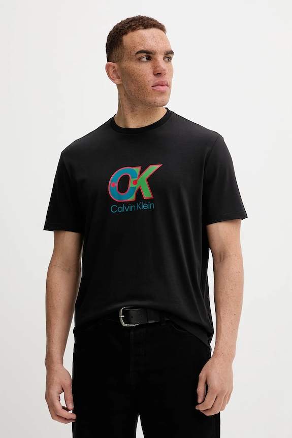 Calvin Klein tricou din bumbac print negru LV04RD821G
