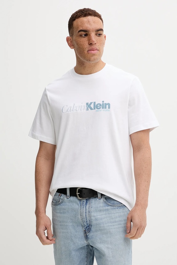 Calvin Klein tricou din bumbac print alb LV04RD822G