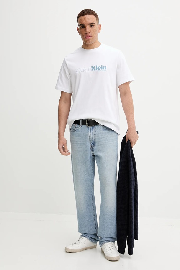 Calvin Klein tricou din bumbac LV04RD822G alb AW25