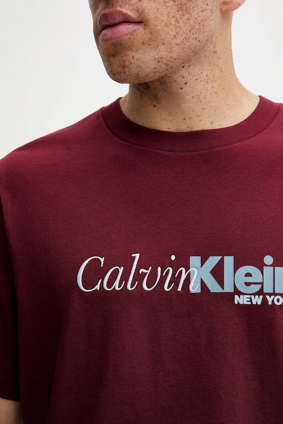 Calvin Klein t-shirt bawełniany LV04RD822G bordowy