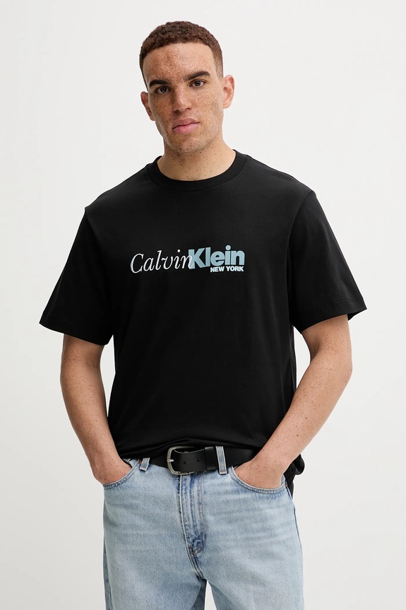 Calvin Klein tricou din bumbac print negru LV04RD822G