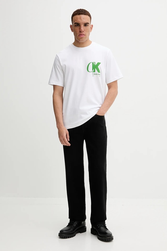 Calvin Klein t-shirt bawełniany LV04RD823G biały AW25