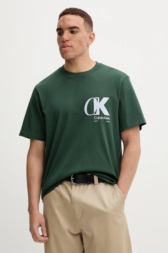Calvin Klein pamut póló pamut zöld LV04RD823G