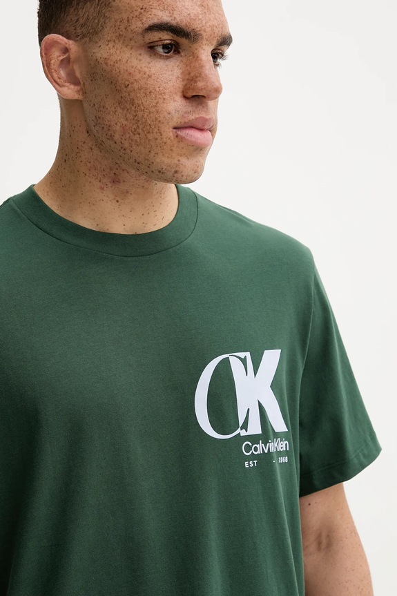 Calvin Klein pamut póló zöld LV04RD823G