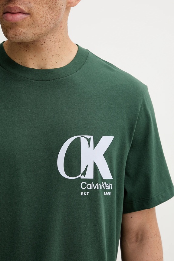 Calvin Klein pamut póló LV04RD823G zöld