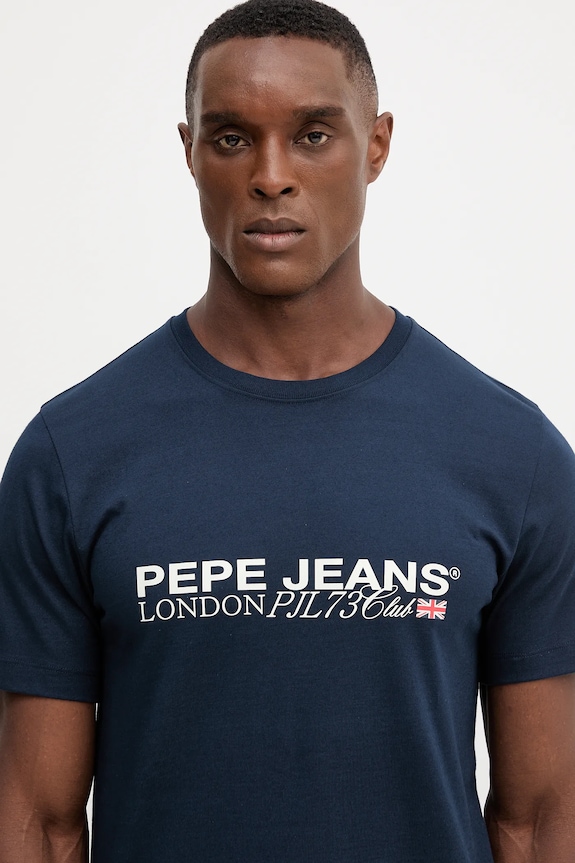 Pepe Jeans pamut póló sötétkék PM5010104