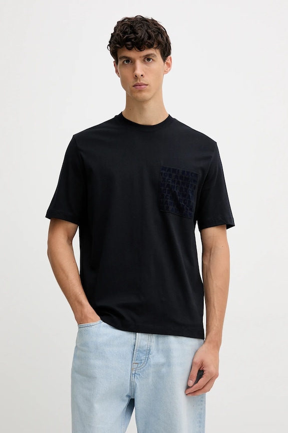 Armani Exchange tricou din bumbac print bleumarin XM001459.AF10362