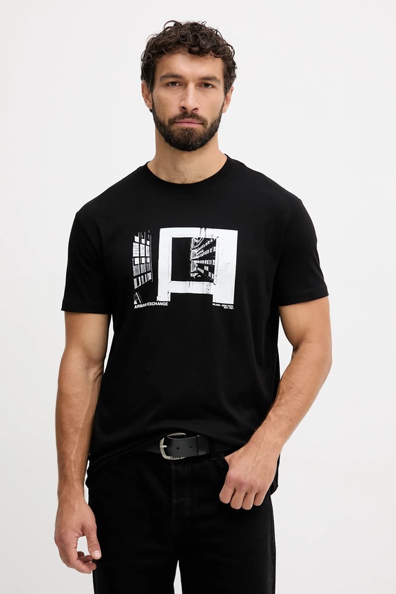Armani Exchange t-shirt bawełniany nadruk czarny XM001461.AF10358