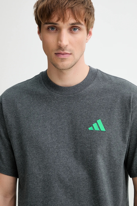 Βαμβακερό μπλουζάκι adidas x Mercedes γκρί JX8775