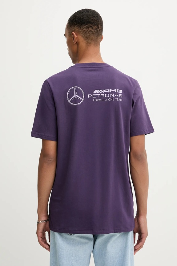 Bavlněné tričko adidas x Mercedes potisk fialová JX8814