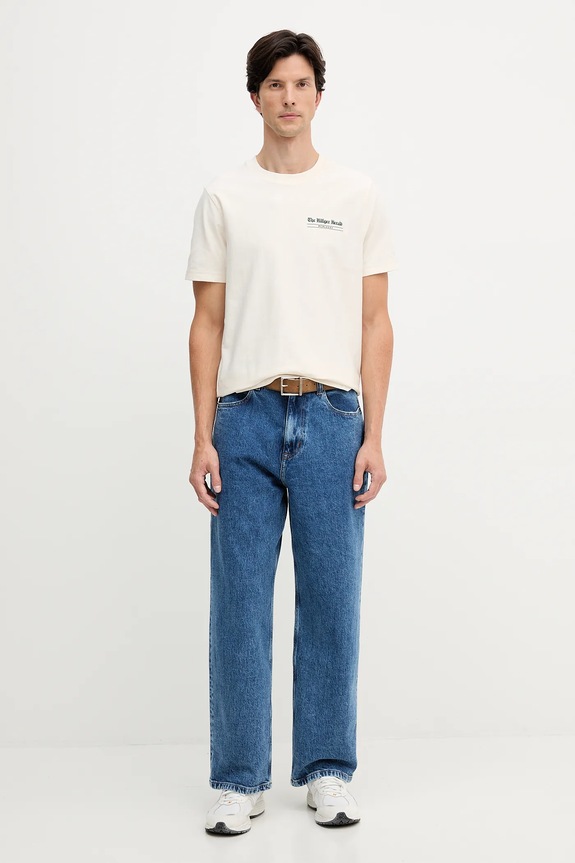 Tommy Hilfiger t-shirt bawełniany MW0MW40008 beżowy AW25