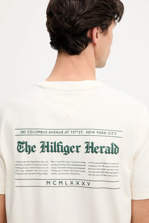 Tommy Hilfiger t-shirt bawełniany MW0MW40008 beżowy
