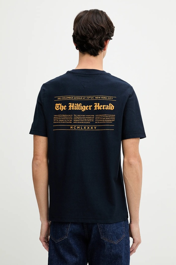 Tommy Hilfiger t-shirt bawełniany nadruk granatowy MW0MW40008