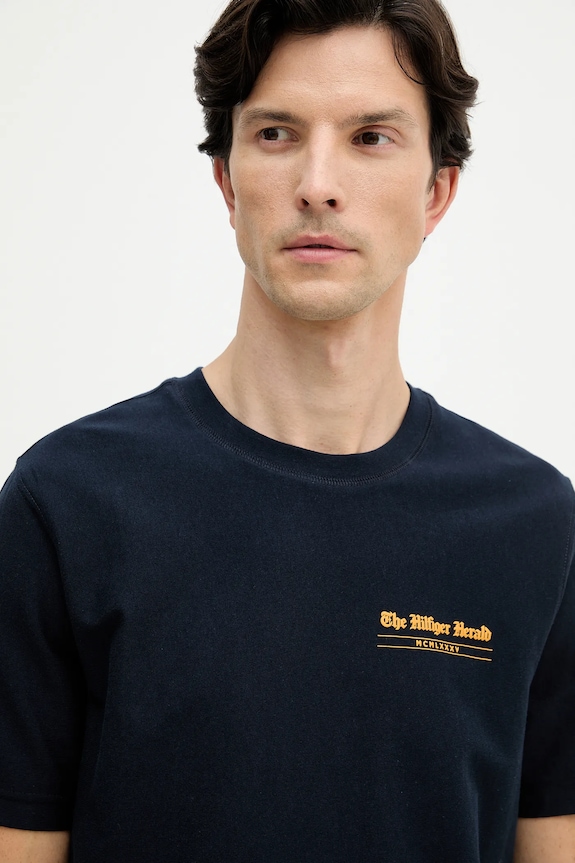Tommy Hilfiger t-shirt bawełniany granatowy MW0MW40008
