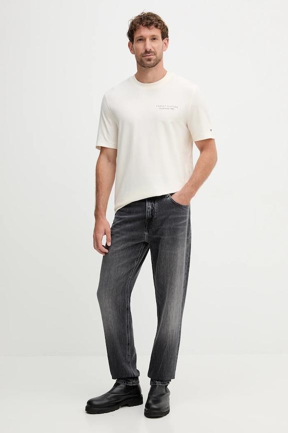 Tommy Hilfiger tricou din bumbac MW0MW40010 bej AW25